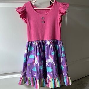 Eleanor Rose Pink and Purple Unicorn Kids Dress